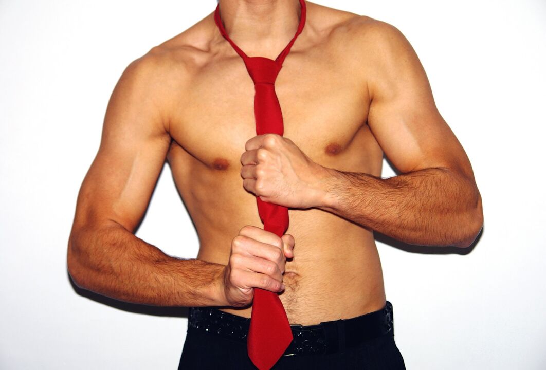 a man wearing a tie increases his strength